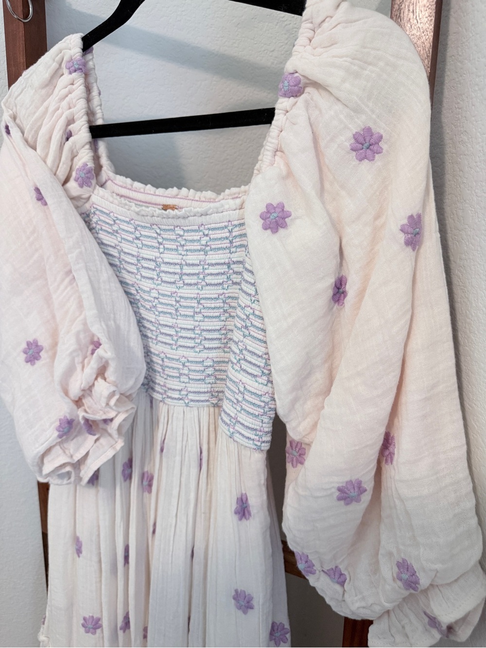 Free People Dahlia Embroidered Floral Cotton Maxi Dress in Ballet Combo Pink Sm - Picture 5 of 6